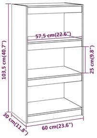 Βιβλιοθήκη/Διαχωριστικό Χώρου Μελί 60x30x103,5 εκ. Ξύλο Πεύκου - Καφέ