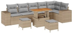 vidaXL Σετ Καναπέ Κήπου 9 pcs Μπεζ, Ανοιχτό Γκρι 90 x 55 x 71 cm