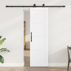 vidaXL Συρόμενη Πόρτα με Σετ Χερούλια Λευκή 61x198.5 εκ Συμπαγές Ξύλο Πεύκου