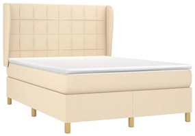 Κρεβάτι Boxspring με Στρώμα Κρεμ 140x190 εκ. Υφασμάτινο - Κρεμ