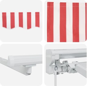 vidaXL Χειροκίνητο πλαίσιο τέντας με LED Κόκκινο και Λευκό 5 x 3 m