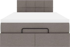 VidaXL Οθωμανικό κρεβάτι με στρώμα & LEDs Taupe 120x190cm ύφασμα