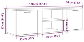 Έπιπλο Τηλεόρασης Παλιό Ξύλο 120 x 34 x 37 εκ. από Μοριοσανίδα - Καφέ