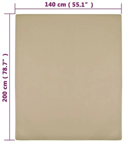 vidaXL Σεντόνια με Λάστιχο 2 τεμ. Taupe 140x200 εκ. Βαμβακερό Ζέρσεϊ