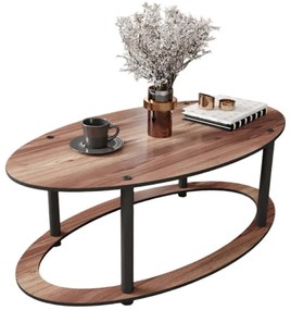 Τραπέζι Σαλονιού Hole Ellipse 282PTR1558 60x38x40cm Walnut