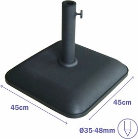 Βάση ομπρέλας Marbueno Μαύρο 45 x 7 x 45 cm Τετράγωνο