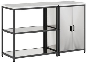 vidaXL Σετ Αποθήκευσης Κουζίνας με ράφι 2 pcs Ασημί 150 x 50 x 92 εκ.