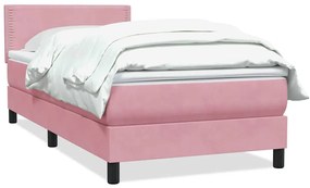 vidaXL Κρεβάτι Boxspring με Στρώμα Ροζ 90x220 εκ. Βελούδινο