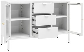 vidaXL Μπουφές Λευκός 105 x 35 x 70 εκ. από Ατσάλι και Ψημένο Γυαλί