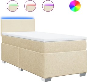 vidaXL Κρεβάτι Boxspring με Στρώμα Κρεμ 80 x 200 εκ. Υφασμάτινο