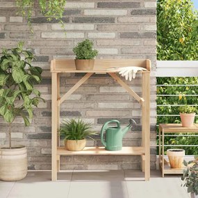 vidaXL Στήριξη φυτών με ράφι Μπεζ 75 x 40 x 90 εκ. Μασίφ ξύλο πεύκου