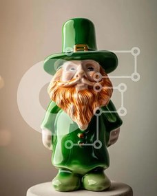 Intra Συλλεκτικό Ξύλινο Παζλ Plywood  4mm - Ιρλανδικό ειδώλιο Leprechaun στην πράσινη τούρτα Σε Ξύλινο Κουτί - Διαστάσεις: 10x10 cm – 25 κομμάτια