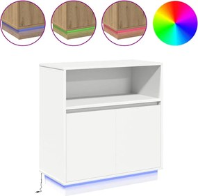vidaXL Πλευρικό Τραπέζι LED Λευκό 71 x 34,5 x 75 εκ.