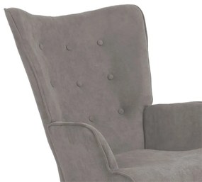 Πολυθρόνα Fluffy pakoworld ύφασμα γκρι-πόδι rubberwood φυσικό 75x69x96εκ