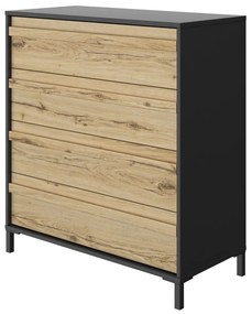 Mimizan Συρταριέρα με 4 συρτάρια 94x45x104εκ. Helvezia Oak/Black