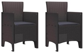 vidaXL Σέτ φαγητού για κήπο 3 pcs Καφέ Rattan Polt