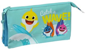 Διπλή Κασετίνα Baby Shark Surfing Μπλε Λευκό 22 x 12 x 3 cm