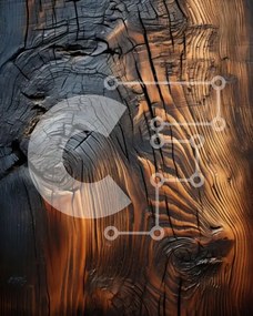 Intra Συλλεκτικό Ξύλινο Παζλ Plywood  4mm - Κοντινή εικόνα απανθρακωμένου ξύλου με ορατούς κόκκους Σε Ξύλινο Κουτί - Διαστάσεις: 10x10 cm – 25 κομμάτια
