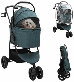 Αναδιπλούμενο Καροτσάκι Κατοικίδιων Πράσινο 78 x 54 x 101 εκ.