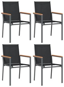 vidaXL Καρέκλες Κήπου 4 τεμ. Μαύρες 55x61,5x90 εκ από Textilene/Ατσάλι