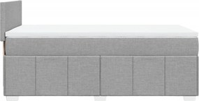 vidaXL Κρεβάτι Boxspring με Στρώμα Ανοιχτό Γκρι 90x200 εκ. Υφασμάτινο
