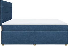 vidaXL Κρεβάτι Boxspring με Στρώμα Μπλε 180x200 εκ. Υφασμάτινο
