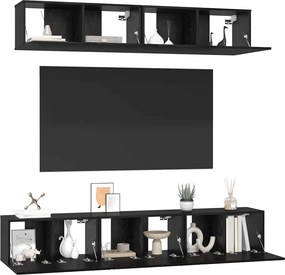 vidaXL Σετ επίπλου τηλεόρασης 5 pcs Μαύρη Οξυά Επεξεργασμένο ξύλο