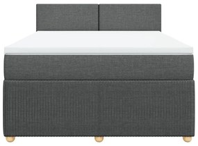 Κρεβάτι Boxspring με Στρώμα Σκούρο Γκρι 160x200 εκ Υφασμάτινο - Γκρι