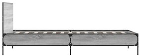 vidaXL Πλαίσιο Κρεβατιού Γκρι Sonoma 90x200 εκ. Επεξ. Ξύλο &amp; Μέταλλο