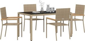 vidaXL Σέτ φαγητού για κήπο 5 pcs Μπεζ συνθετικό ρατάν