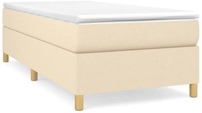 vidaXL Κρεβάτι Boxspring με Στρώμα Κρεμ 100 x 200 εκ. Υφασμάτινο