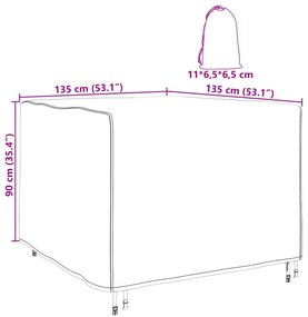 vidaXL Κάλυμμα Επίπλων Εξωτερικού Χώρου 135 x 135 x 90 cm Ύφασμα 210D
