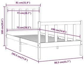 ΠΛΑΙΣΙΟ ΚΡΕΒΑΤΙΟΥ ΜΑΥΡΟ 75X190 ΕΚ. ΜΑΣΙΦ ΞΥΛΟ 2FT6 SMALL SINGLE 3105189