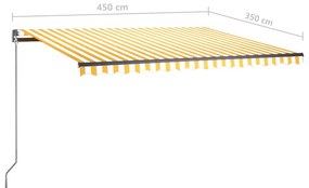 Τέντα Αυτόματη Ανεξάρτητη Κίτρινο/Λευκό 450x350 εκ. - Κίτρινο