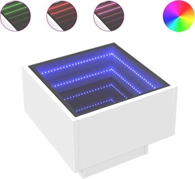 vidaXL Τραπέζι Βοηθητικό με LED Λευκό 40x40x30 εκ. Επεξεργασμένο Ξύλο
