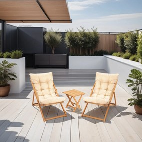 Garden Table &amp; Chairs Set (3 Pieces) My005 Brown
Cream