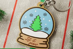 Σετ των 3 Intra απο ξύλο plywood 3mm-4mm πάχος Χριστουγεννιάτικο Μπρελόκ | Snow Globe | CNC Δίασταση 6x6 cm INTRAFABR-107020502