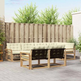 vidaXL Σειρά Καναπέ Εξωτερικού με μαξιλάρι 7 pcs Λευκό και Κρεμ