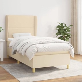 Κρεβάτι Boxspring με Στρώμα Κρεμ 80 x 200 εκ. Υφασμάτινο - Κρεμ