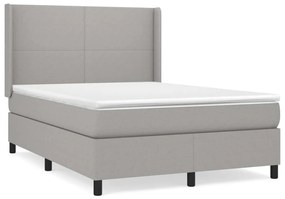 Κρεβάτι Boxspring με Στρώμα Ανοιχτό Γκρι 140x190 εκ. Υφασμάτινο - Γκρι