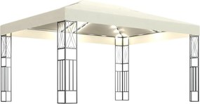 vidaXL Κιόσκι με Φωτάκια LED Κρεμ 3 x 4 μ. Υφασμάτινο