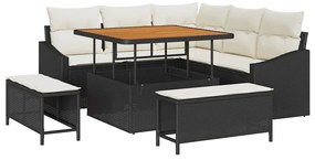 vidaXL Σετ Καναπέ Κήπου με μαξιλάρι 8 pcs Μαύρο Πολυ ράταν