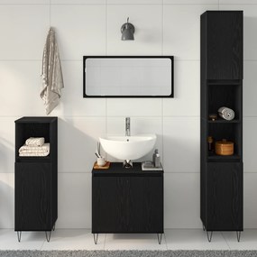 vidaXL Σετ Επίπλων Μπάνιου 3 Τεμαχίων  Μαύρο Επεξεργασμένο Ξύλο