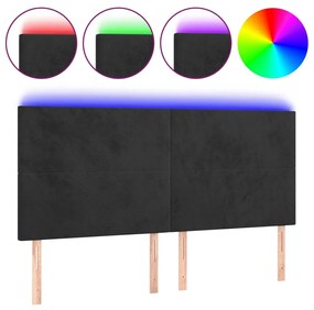 Κεφαλάρι Κρεβατιού LED Μαύρο 200x5x118/128 εκ. Βελούδινο 3122212