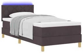 vidaXL Κρεβάτι με ελατήρια Σκούρο καφέ Σκούρο καφέ 90 x 190 cm ύφασμα