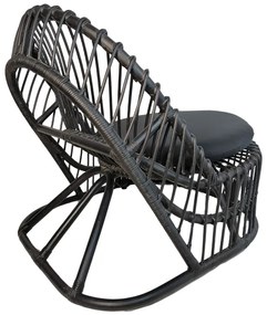 Πολυθρόνα Tromso paakoworld pe rattan σε μαύρη απόχρωση με μαύρο μαξιλάρι 80x85x98εκ
