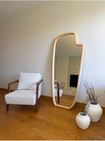Stewehome Οβάλ καθρέφτης δαπέδου με φυσικό ξύλινο πλαίσιο Πολύχρωμο 180x80 cm