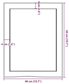 Πάγκος Μπάνιου Αν. Καφέ 40x50x(2-4) εκ. Επεξεργ. Μασίφ Ξύλο - Καφέ