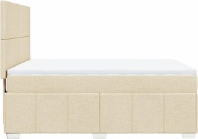 vidaXL Κρεβάτι Boxspring με Στρώμα Κρεμ 140x190 εκ. Υφασμάτινο