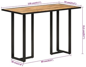 Τραπεζαρία 110 x 55 x 75,5 εκ. από Μασίφ Ξύλο Μάνγκο - Καφέ